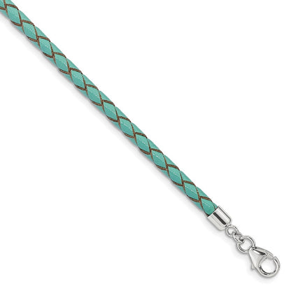 Sterlingsilber Reflections Teal Leder Rhodiniert 14 Zoll mit A 2 Extention Choker/wrap Armband