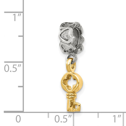 Ss/vergoldet Sterlingsilber & 14K Reflections Key Hängend Perle