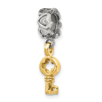 Ss/vergoldet Sterlingsilber & 14K Reflections Key Hängend Perle