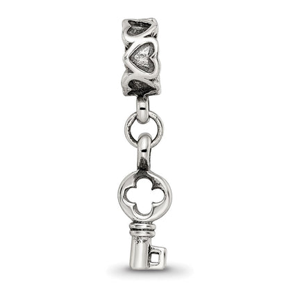 Sterlingsilber Reflections Key Hängend mit Herzen Perle