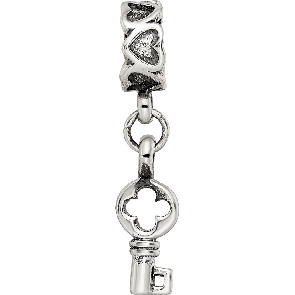Sterlingsilber Reflections Key Hängend mit Herzen Perle