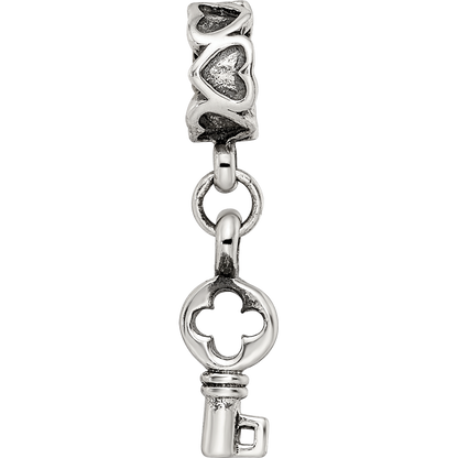 Sterlingsilber Reflections Key Hängend mit Herzen Perle