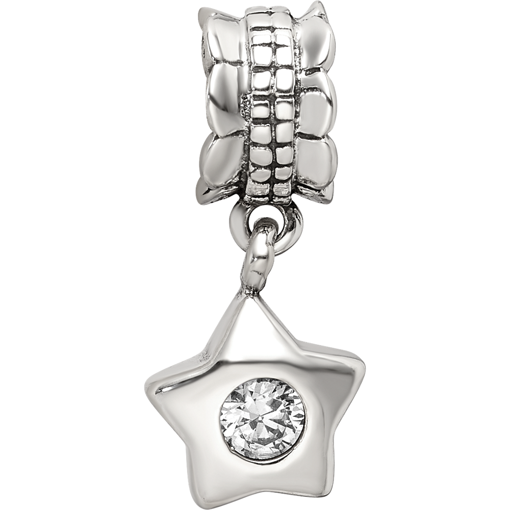 Sterlingsilber Reflections Zirkonia Stern Hängend Perle