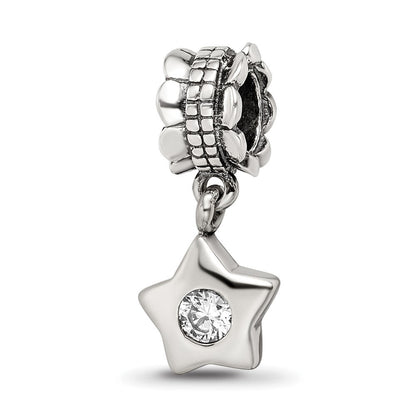Sterlingsilber Reflections Zirkonia Stern Hängend Perle