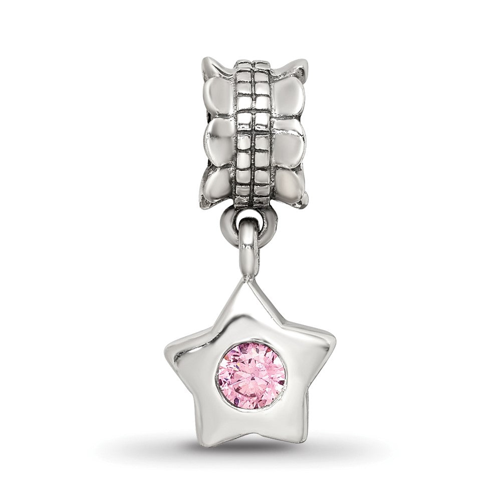 Sterlingsilber Reflections Rosa Zirkonia Stern Hängend Perle