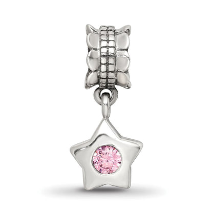 Sterlingsilber Reflections Rosa Zirkonia Stern Hängend Perle