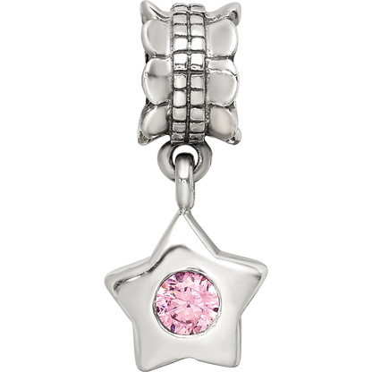 Sterlingsilber Reflections Rosa Zirkonia Stern Hängend Perle