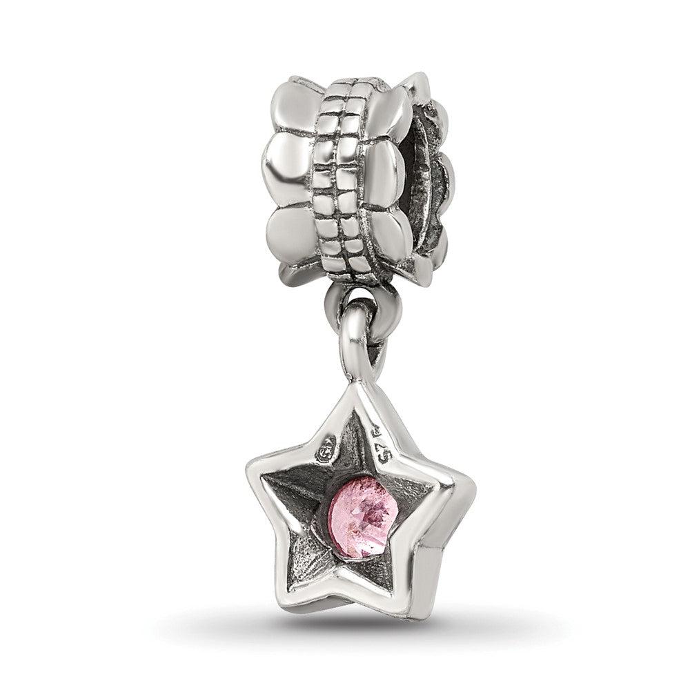 Sterlingsilber Reflections Rosa Zirkonia Stern Hängend Perle