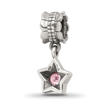 Sterlingsilber Reflections Rosa Zirkonia Stern Hängend Perle