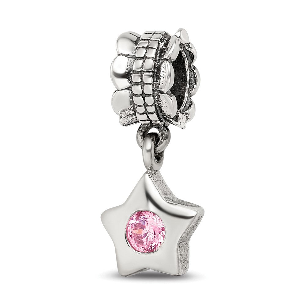 Sterlingsilber Reflections Rosa Zirkonia Stern Hängend Perle