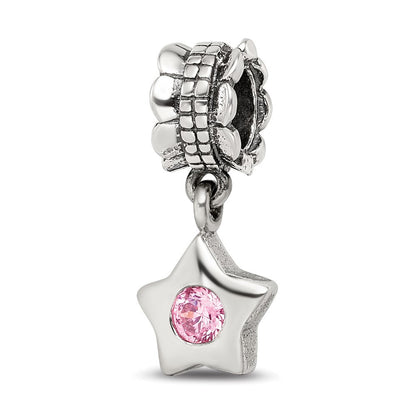 Sterlingsilber Reflections Rosa Zirkonia Stern Hängend Perle