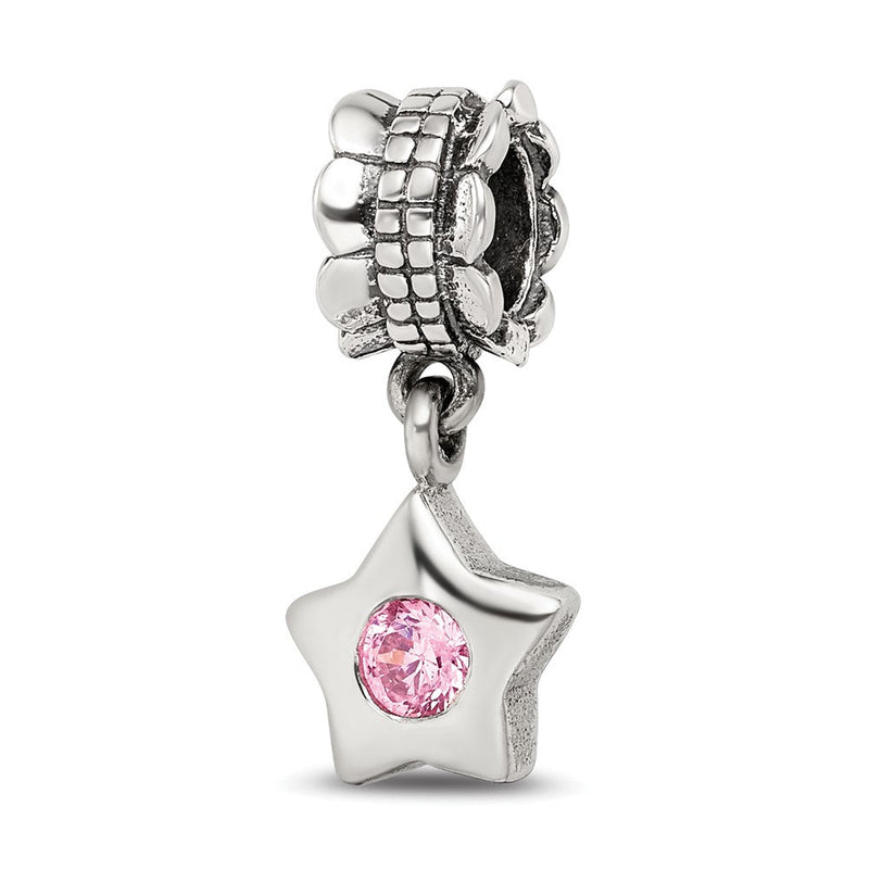 Sterlingsilber Reflections Rosa Zirkonia Stern Hängend Perle