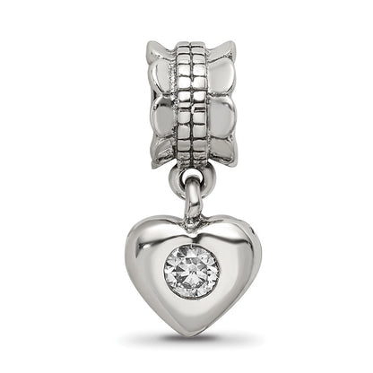 Sterlingsilber Reflections Zirkonia Herz Hängend Perle