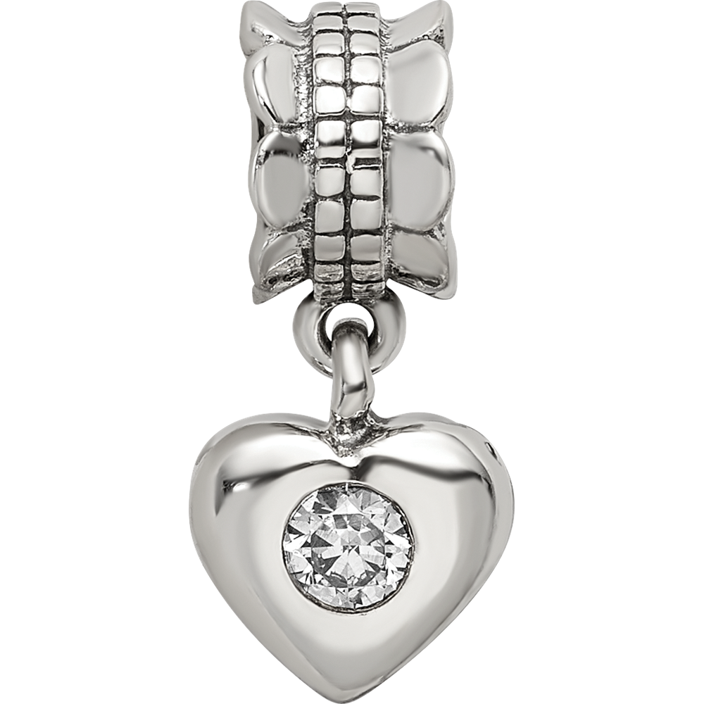 Sterlingsilber Reflections Zirkonia Herz Hängend Perle