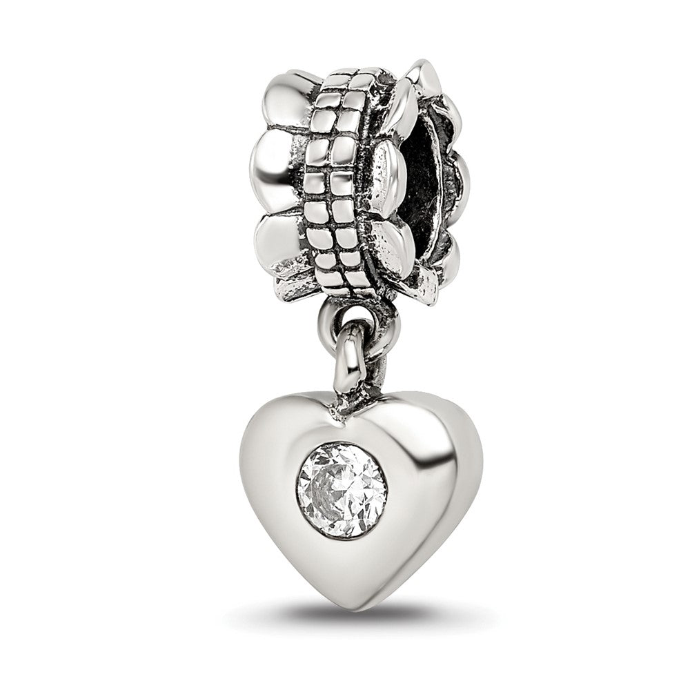 Sterlingsilber Reflections Zirkonia Herz Hängend Perle