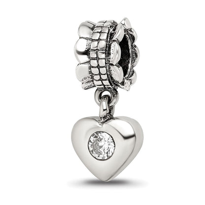 Sterlingsilber Reflections Zirkonia Herz Hängend Perle