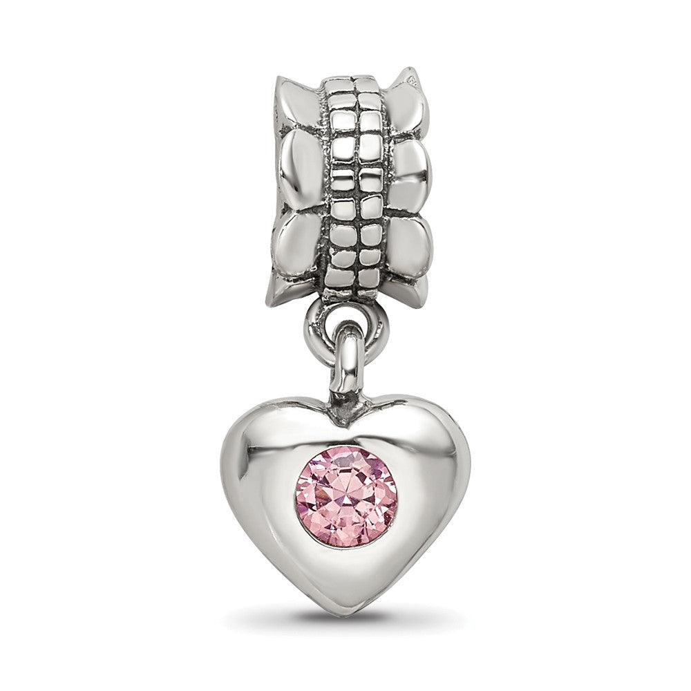Sterlingsilber Reflections Rosa Zirkonia Herz Hängend Perle