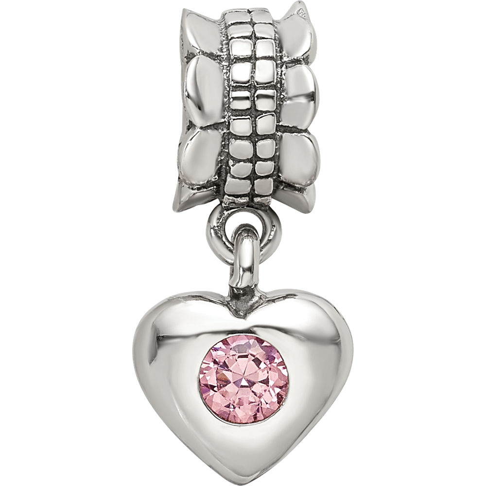 Sterlingsilber Reflections Rosa Zirkonia Herz Hängend Perle