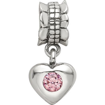 Sterlingsilber Reflections Rosa Zirkonia Herz Hängend Perle
