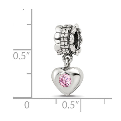 Sterlingsilber Reflections Rosa Zirkonia Herz Hängend Perle