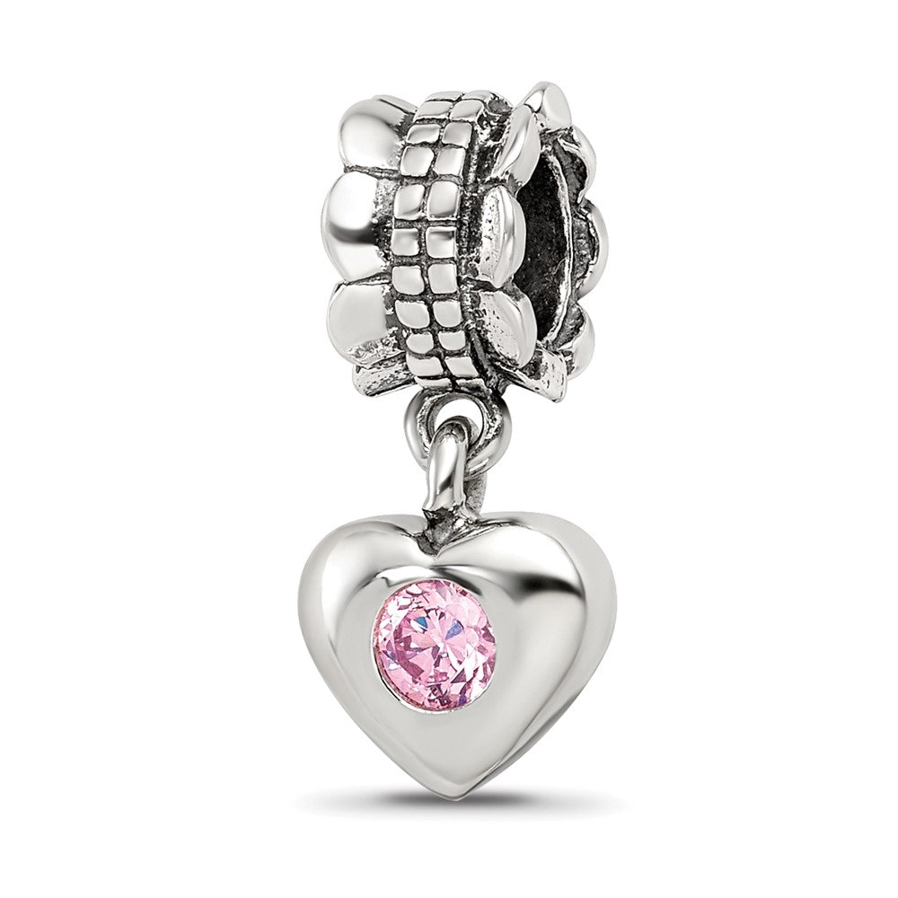 Sterlingsilber Reflections Rosa Zirkonia Herz Hängend Perle