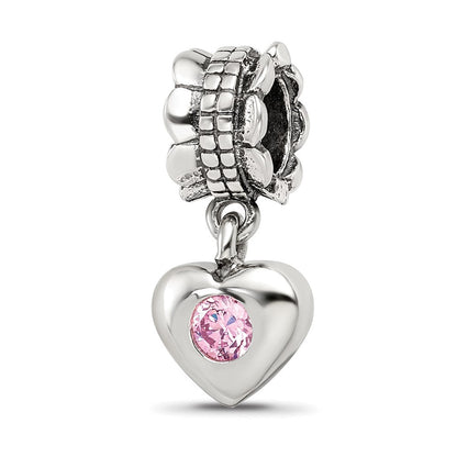 Sterlingsilber Reflections Rosa Zirkonia Herz Hängend Perle
