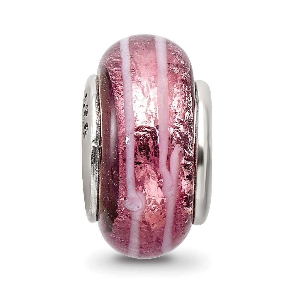 Sterlingsilber Reflections Dunkel Rosa Hand-blown Glas Perle