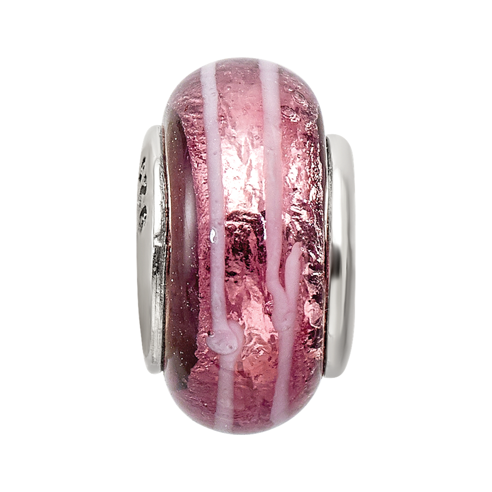 Sterlingsilber Reflections Dunkel Rosa Hand-blown Glas Perle