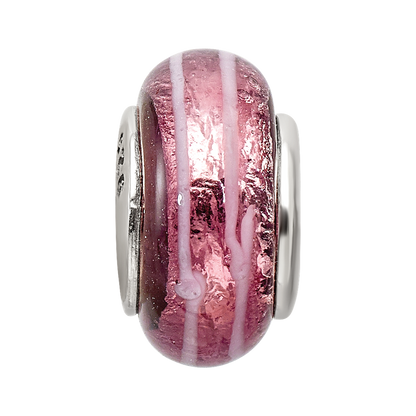 Sterlingsilber Reflections Dunkel Rosa Hand-blown Glas Perle
