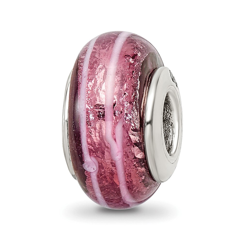 Sterlingsilber Reflections Dunkel Rosa Hand-blown Glas Perle