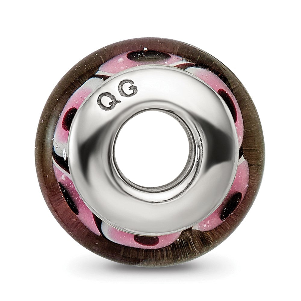 Sterlingsilber Reflections Schwarz/pink Hand-blown Glas Perle