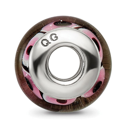 Sterlingsilber Reflections Schwarz/pink Hand-blown Glas Perle