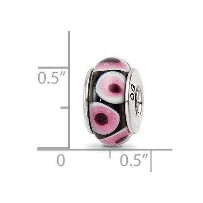 Sterlingsilber Reflections Schwarz/pink Hand-blown Glas Perle