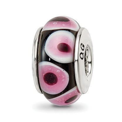 Sterlingsilber Reflections Schwarz/pink Hand-blown Glas Perle