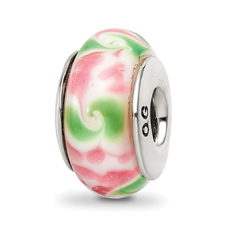 Sterlingsilber Reflections Rosa/green Hand-blown Glas Perle
