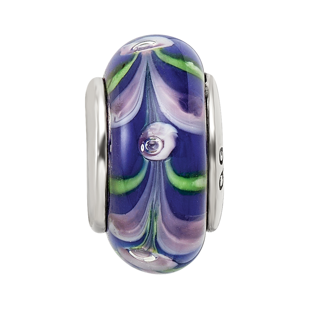 Sterlingsilber Reflections Blau/pink Hand-blown Glas Perle