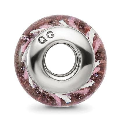 Sterlingsilber Reflections Rose Striped Hand-blown Glas Perle