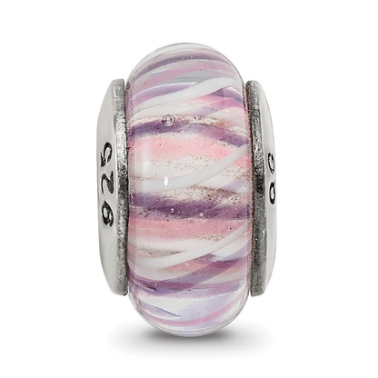 Sterlingsilber Reflections Rose Striped Hand-blown Glas Perle