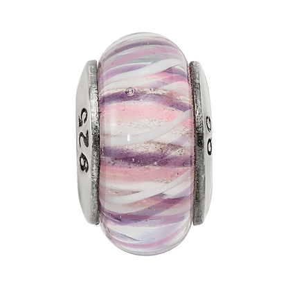 Sterlingsilber Reflections Rose Striped Hand-blown Glas Perle