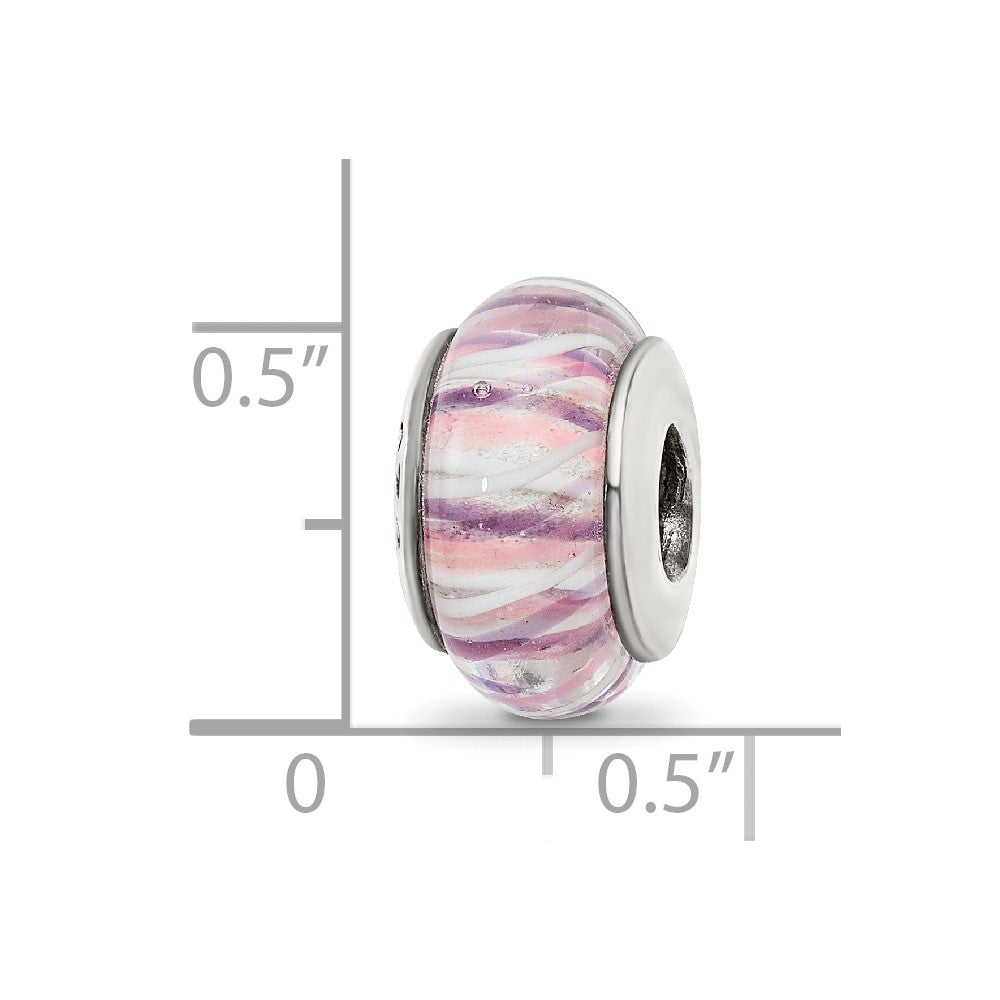 Sterlingsilber Reflections Rose Striped Hand-blown Glas Perle
