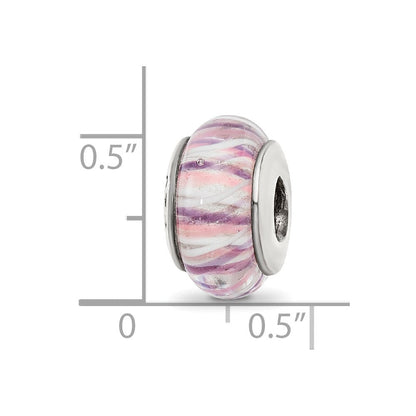 Sterlingsilber Reflections Rose Striped Hand-blown Glas Perle