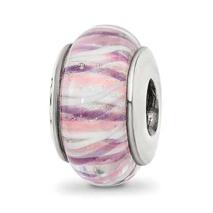 Sterlingsilber Reflections Rose Striped Hand-blown Glas Perle