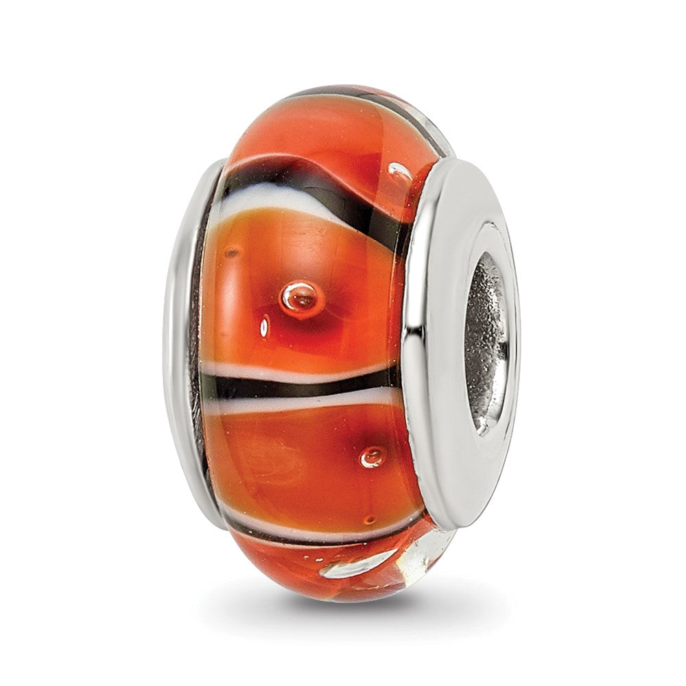 Sterlingsilber Reflections Orange Hand-blown Glas Perle