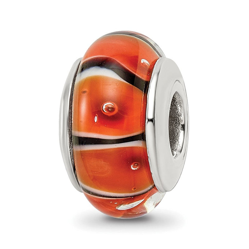 Sterlingsilber Reflections Orange Hand-blown Glas Perle