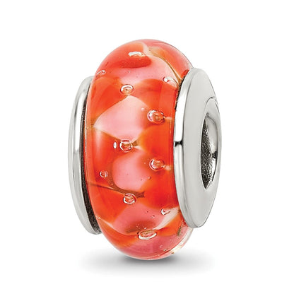 Sterlingsilber Reflections Orange Hand-blown Glas Perle