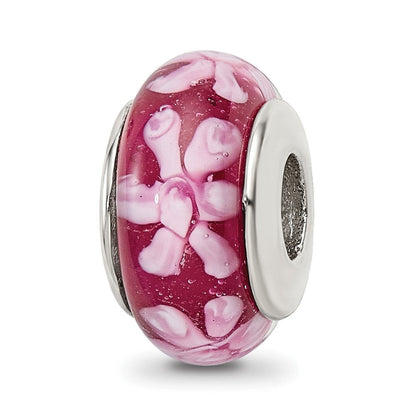 Sterlingsilber Reflections Lila Blumen Hand-blown Glas Perle