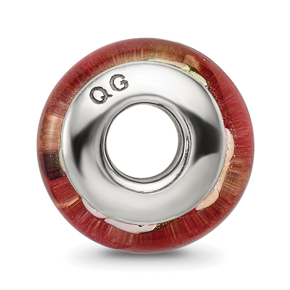 Sterlingsilber Reflections Rot Blumen Hand-blown Glas Perle