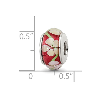 Sterlingsilber Reflections Rot Blumen Hand-blown Glas Perle