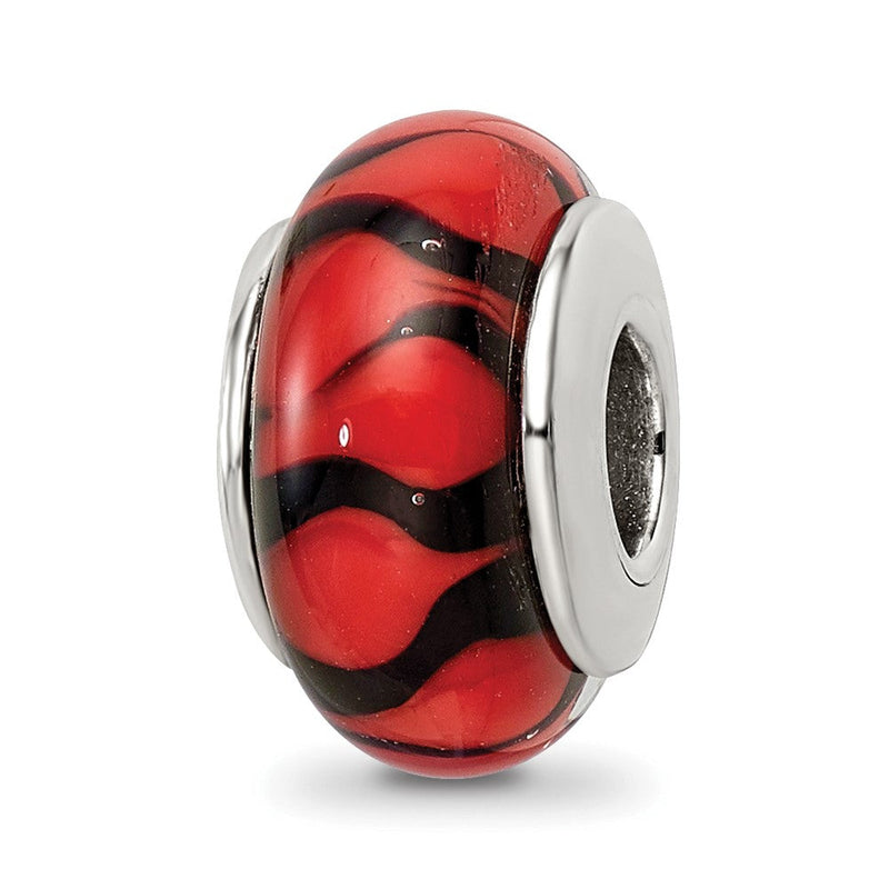 Sterlingsilber Reflections Rot/black Hand-blown Glas Perle