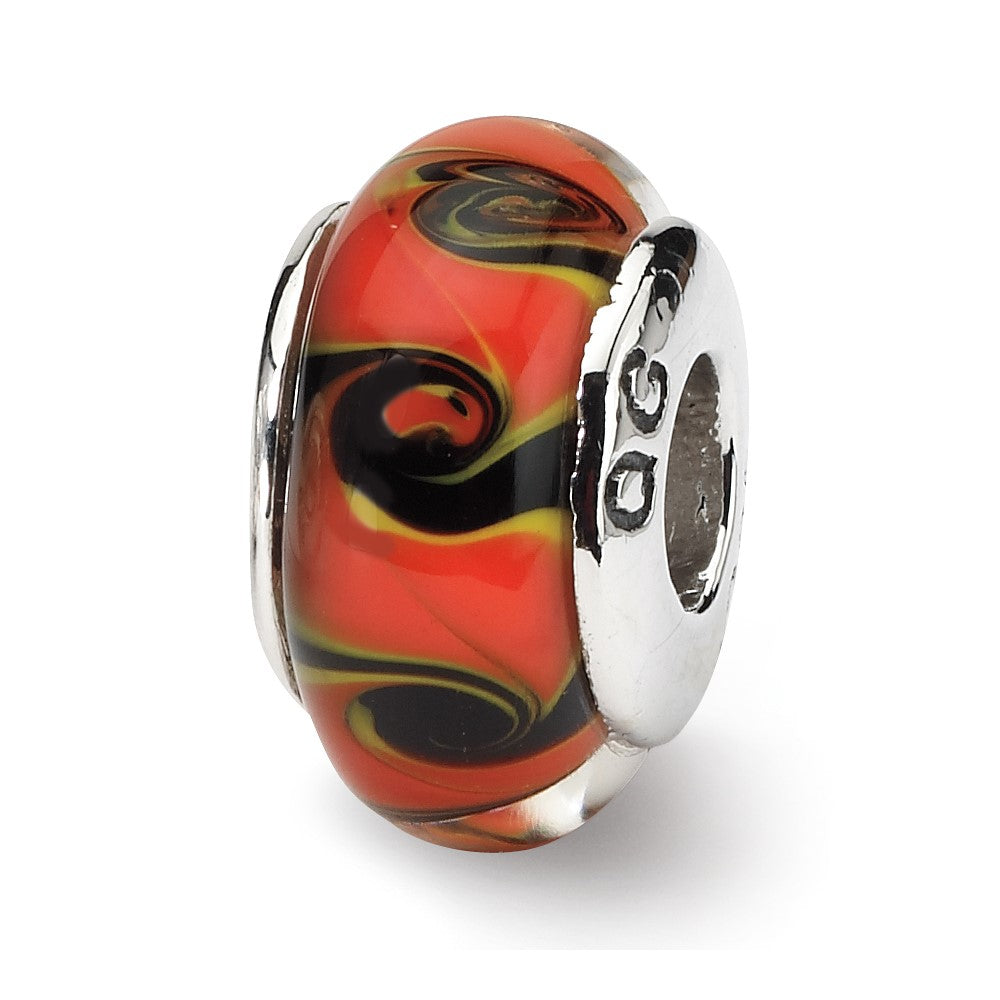Sterlingsilber Reflections Rot/black Hand-blown Glas Perle